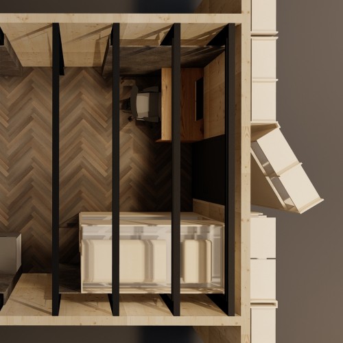 3D-Visualisierung eines Safe Rooms by Stefan Maderebner mit einem diskreten Zugang 